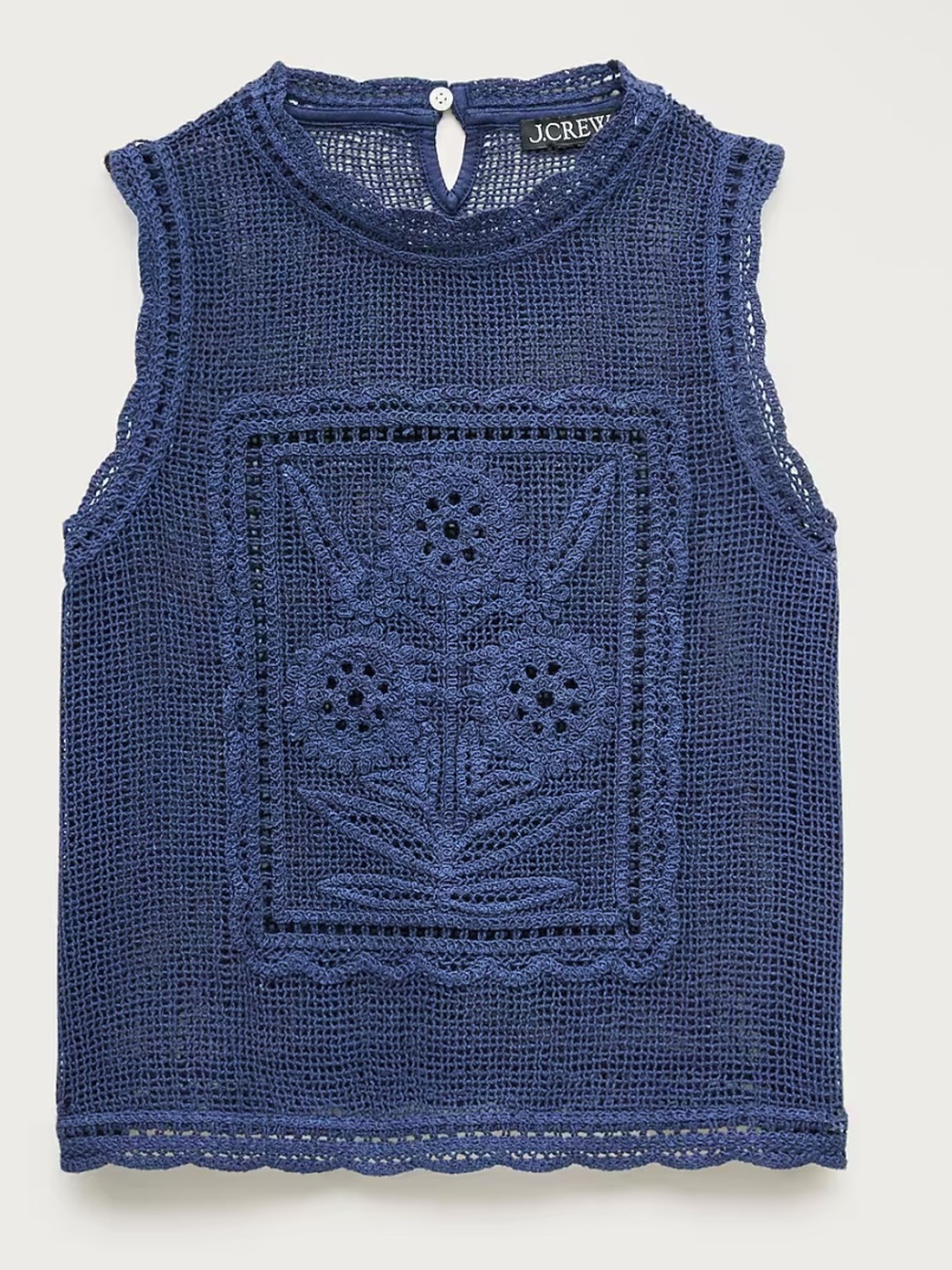 J.Crew Crochet floral tank top - Navy